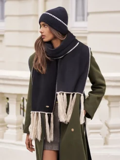 Lipsy Whipstitch Trim Beanie Hat Black