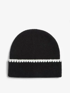 Lipsy Whipstitch Trim Beanie Hat Black