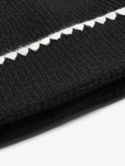 Lipsy Whipstitch Trim Beanie Hat Black