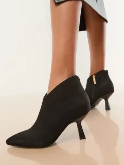 Lipsy Black Wide Fit Faux Suede Low Heel Ankle Kitten Heels Outlet