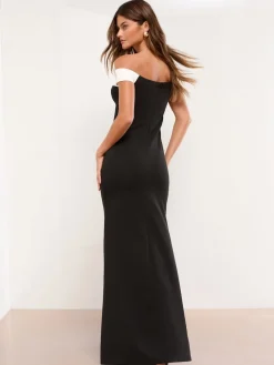 Lipsy Black/White Bardot Maxi Dress Best