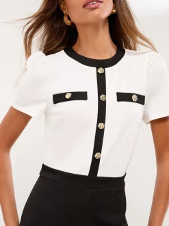 Lipsy Military Buttoned Jumpsuit Black/White Online