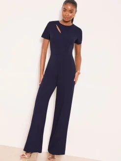 Lipsy Short Sleeve Splice Jumpsuit Blue/Navy Sale