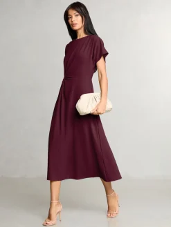 Lipsy Knot Side Midi Dress Burgundy Red Sale