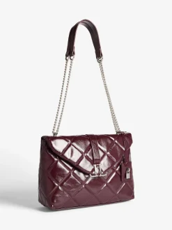 Lipsy Quilted Chain Shoulder Bag Burgundy Red Best