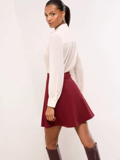 Lipsy Skater Skirt Burgundy Red Clearance