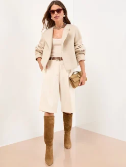 Lipsy Cream Brushed Textured Short Swing Back Jacket Hot