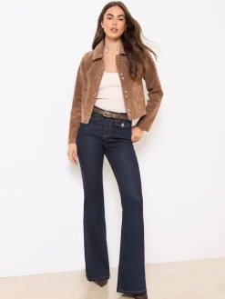 Lipsy Glam Flare Leg Jeans Dark Blue Wash Hot