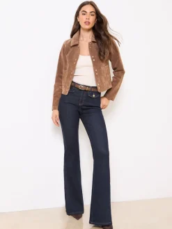 Lipsy Petite Glam Flare Leg Jeans Dark Blue Wash Clearance