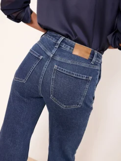 Lipsy Dark Wash Blue Petite Sailor Button Flared Leg Jeans New