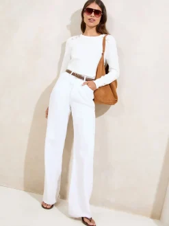 Lipsy Ivory White Knitted Scallop Buttoned Crew Neck Jumper Online