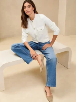 Lipsy Mid Wash Blue Mid Rise Wide Leg Jeans Hot