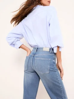 Lipsy Petite Wide Leg Jeans Mid Wash Blue Outlet