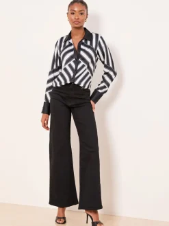 Lipsy Shirt Monochrome Stripe Hot