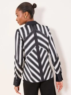 Lipsy Shirt Monochrome Stripe Hot