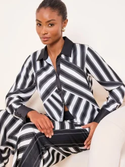 Lipsy Shirt Monochrome Stripe Hot