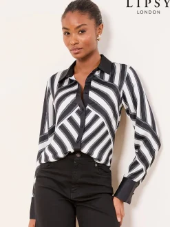 Lipsy Shirt Monochrome Stripe Hot