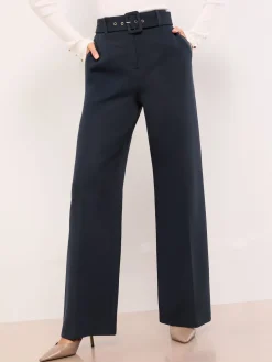 Lipsy Belted Tailored Wide Leg Trousers Navy Blue Online