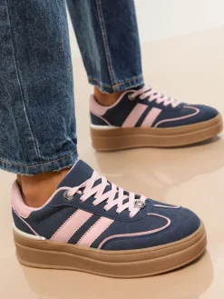 Lipsy Faux Suede Chunky Platform Sports Trainer Navy Discount