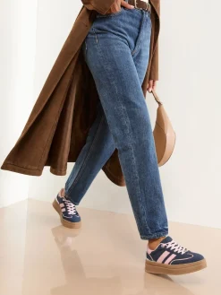 Lipsy Faux Suede Chunky Platform Sports Trainer Navy Discount