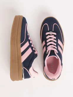 Lipsy Faux Suede Chunky Platform Sports Trainer Navy Discount