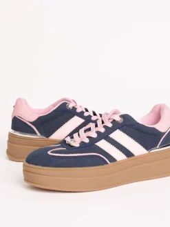 Lipsy Faux Suede Chunky Platform Sports Trainer Navy Discount