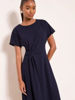 Lipsy Knot Side Midi Dress Navy