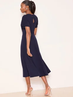 Lipsy Knot Side Midi Dress Navy