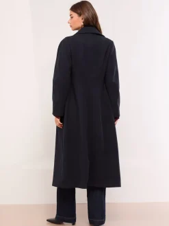 Lipsy Single Breasted Ovoid Sleeve Longline Coat Navy Discount
