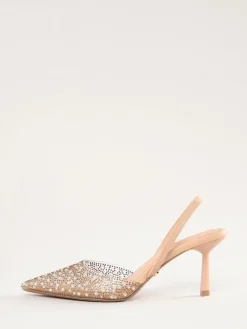 Lipsy Nude Embellished Perspex Slingback Court Heels Discount