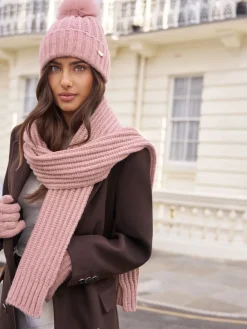 Lipsy Shimmer Ribbed Scarf Pink Online