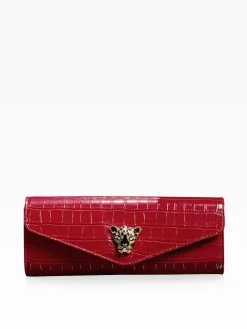 Lipsy Red Croc Effect Clutch Bag Discount