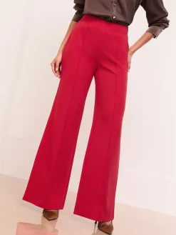 Lipsy Petite High Waist Wide Leg Trousers Red