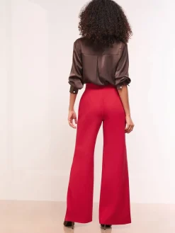 Lipsy Petite High Waist Wide Leg Trousers Red
