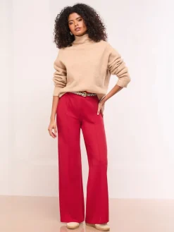 Lipsy Petite High Waist Wide Leg Trousers Red