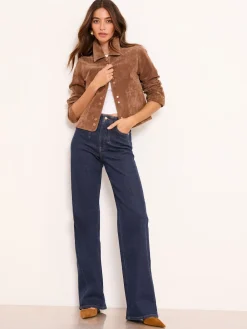 Lipsy Rinse Wash Petite Tailored Seam Detail Wide Leg Jeans Clearance