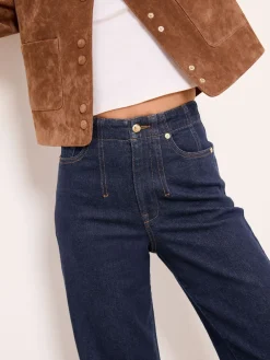 Lipsy Rinse Wash Petite Tailored Seam Detail Wide Leg Jeans Clearance