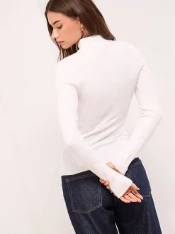 Lipsy White Knitted Roll Neck Jumper Discount