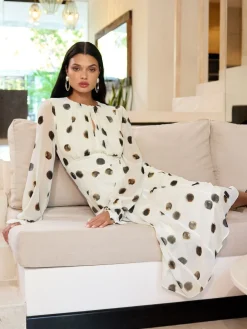 Lipsy Long Sleeve Underbust Fit And Flare Midi Dress White Online