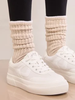 Lipsy Standard Fit Chunky Canvas Lace Up Sports Trainers White Online