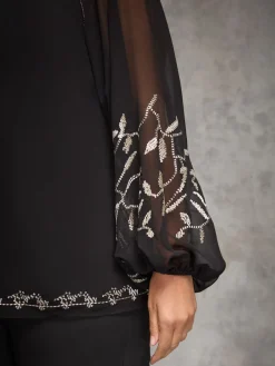 Live Unlimited Black Blouse with Gold Embellishment Hot