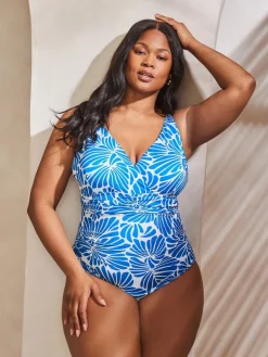 Live Unlimited Blue Floral Print Swimsuit Hot