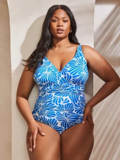 Live Unlimited Blue Floral Print Swimsuit Hot