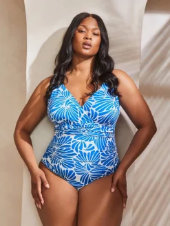 Live Unlimited Blue Floral Print Swimsuit Hot