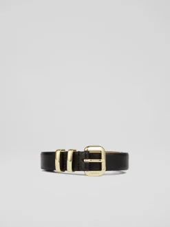 LK Bennett Black Jodie Leather Oloid Buckle Belt Outlet