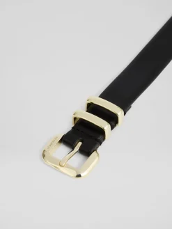 LK Bennett Black Jodie Leather Oloid Buckle Belt Outlet