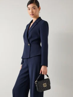 LK Bennett Blue Audrey Spring Peplum Waisted Jacket Clearance