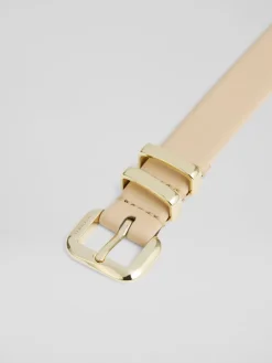 LK Bennett Natural Jodie Leather Oloid Buckle Belt Sale