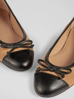 LK Bennett Natural Leather And Patent Kara Toe Cap Ballerinas Online