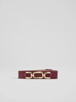 LK Bennett Red Oloid Snaffle Leather Belt Best